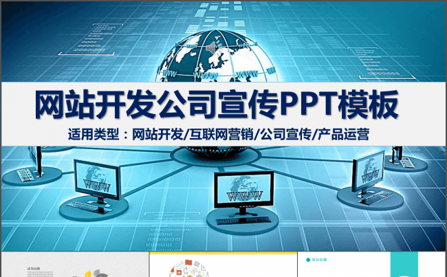 网站开发公司宣传互联网营销产品运营PPT模板缩略图