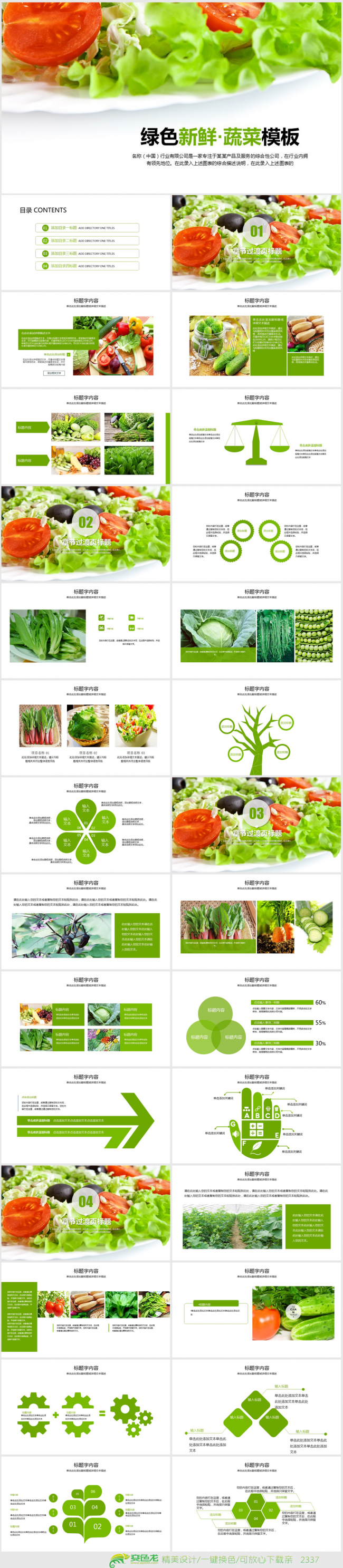 绿色有机新鲜蔬菜ppt动态模板