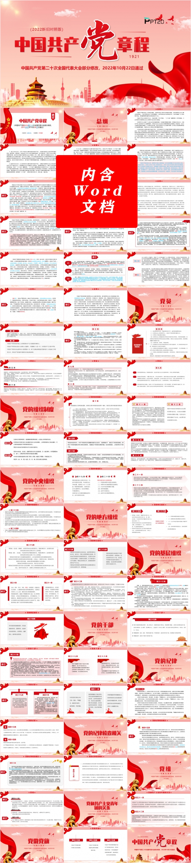 中国共产党第二十次全国代表大会中国共产党章程PPT模板