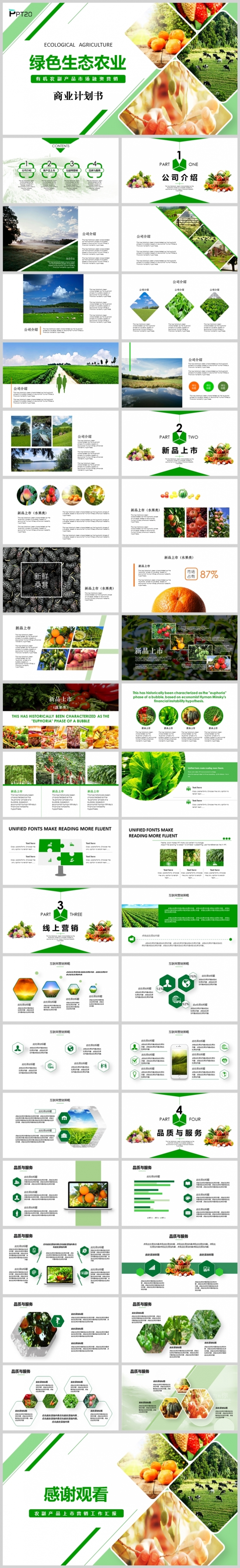 绿色有机生态农业商业投资商业计划书PPT模板