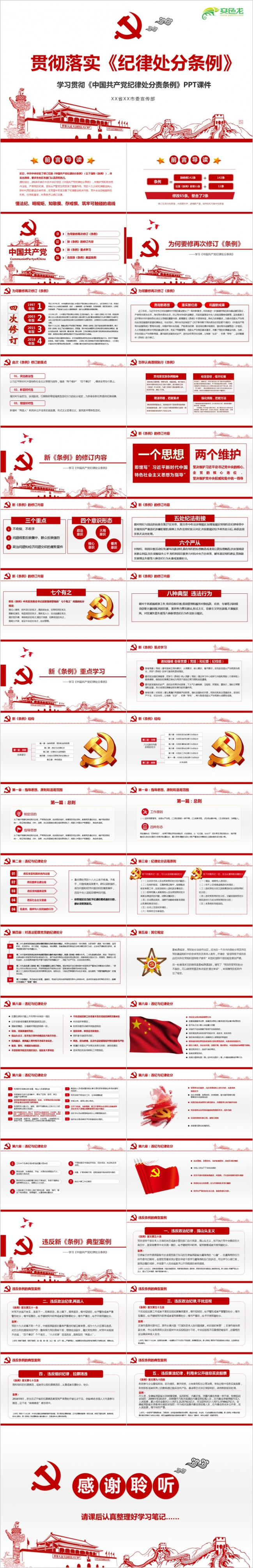 新版中国共产党纪律处分条例PPT模板