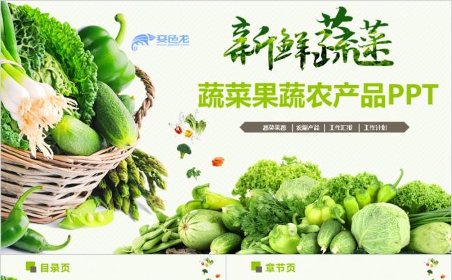 绿色新鲜蔬菜宣传推介汇报PPT模板缩略图